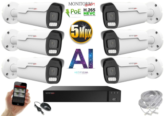 Monitorrs Security AI IP Park 6 kamerový set 5 Mpix (6185K6)